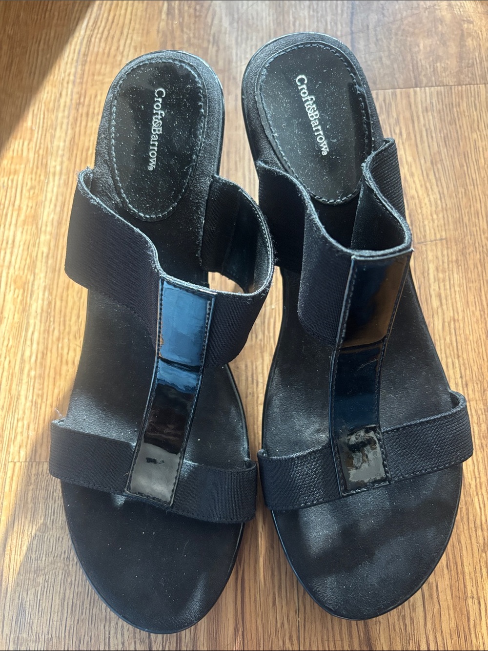 croft & barrow Black Patent-Trim Slip-On Mules